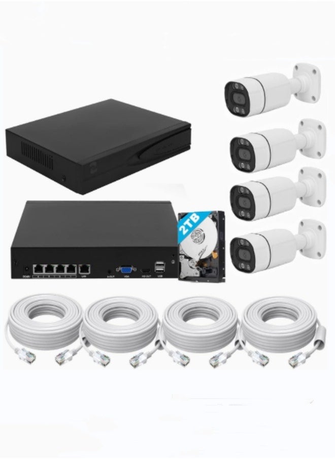 YUNSYE - Poe Security Camera System,  IP Home Security Cameras 4CH 5MP NVR YUNSYE Cameras Two Way Audio, Floodlight, App View, Human Detection, Alarm Voice  with 4T Hard Disk - Image 1