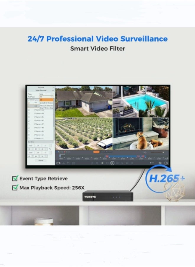 YUNSYE - Poe Security Camera System,  IP Home Security Cameras 4CH 5MP NVR YUNSYE Cameras Two Way Audio, Floodlight, App View, Human Detection, Alarm Voice  with 4T Hard Disk - Image 1