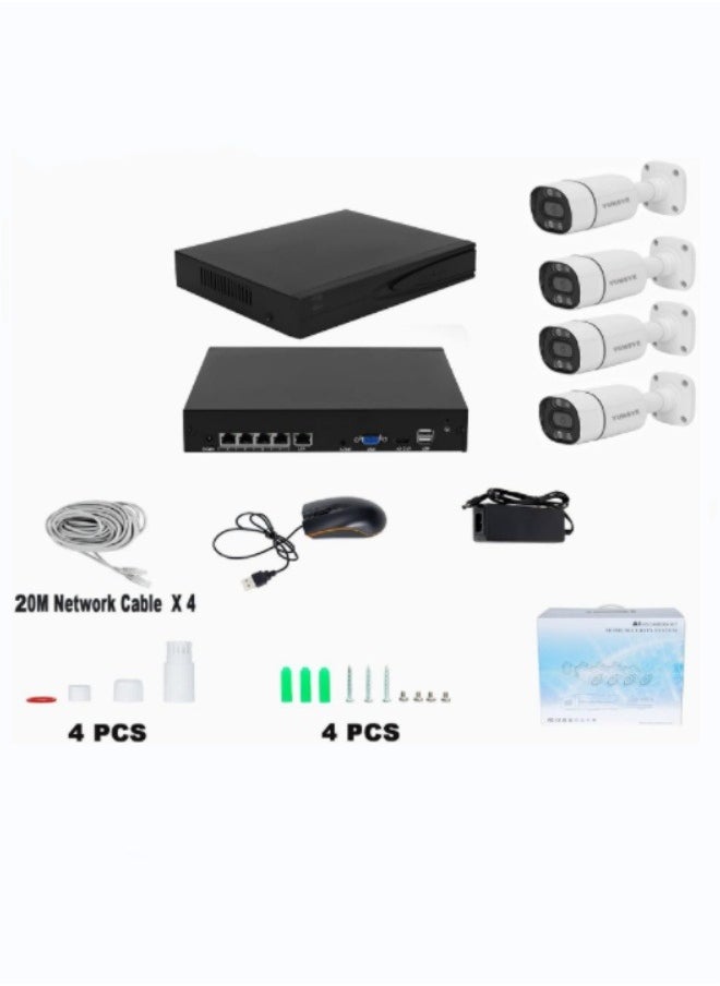 YUNSYE - Poe Security Camera System,  IP Home Security Cameras 4CH 5MP NVR YUNSYE Cameras Two Way Audio, Floodlight, App View, Human Detection, Alarm Voice  with 4T Hard Disk - Image 1