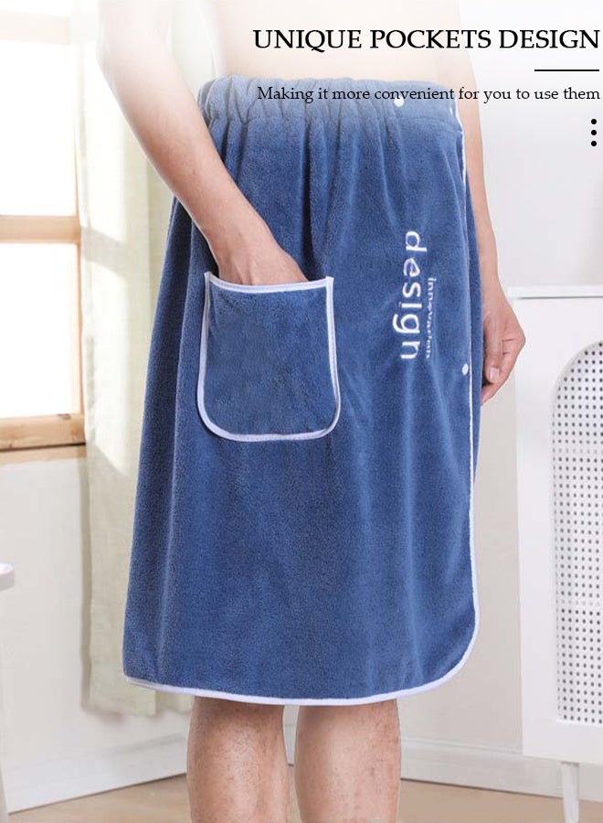 DUNISO 2Pcs Bath Towels Set for Men, Soft Lightweight Adjustable Sauna Towels Spa Wrap with Pocket After Shower Wrap Terry Bath Towels Bath Wrap for Men Bath Fitness, Bathroom, Shower - Image 5