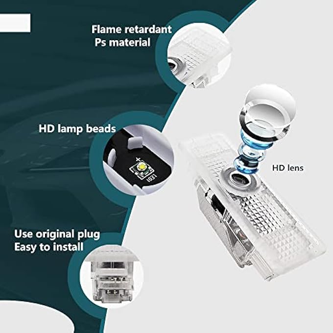 ريحني قطعتان من مصابيح شعار باب السيارة LED الثابتة الألوان، جهاز عرض ليزر، مصباح بركة، ملحقات إضاءة ظل الشبح، متوافقة مع R55R56R57R58R59R60R51F54F56F55F60 باللون الأزرق - Image 2