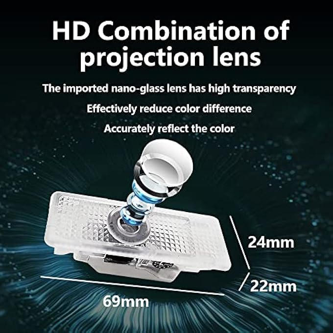 ريحني قطعتان من مصابيح شعار باب السيارة LED الثابتة الألوان، جهاز عرض ليزر، مصباح بركة، ملحقات إضاءة ظل الشبح، متوافقة مع R55R56R57R58R59R60R51F54F56F55F60 باللون الأزرق - Image 4