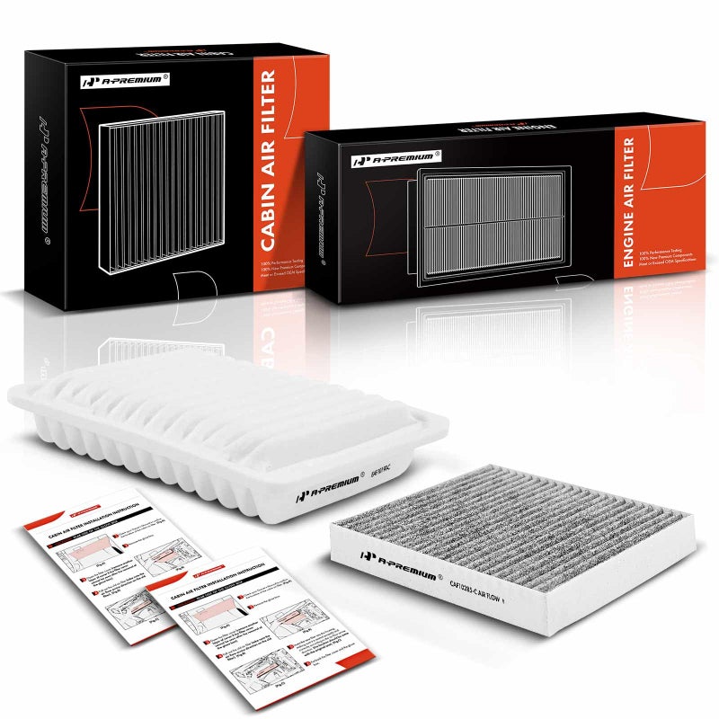 A-Premium APremium 2PC Engine Cabin Air Filter with Activated Carbon Compatible with Toyota Corolla 20092019 Corolla iM 20172018 Matrix 20092014 Yaris 20062018 Scion xD 20082014 iM Pontiac Vibe