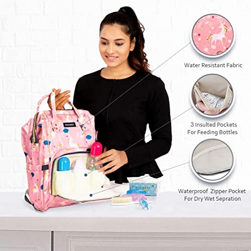PACKNBUY Diaper Bag for Mothers for Travel, Baby Diaper Bags for Mom, Maternity Bag with Insulated Bottle Pockets, Water Resistant and Multiple Pockets to Store Newborn Baby Products (Pink) - Image 2