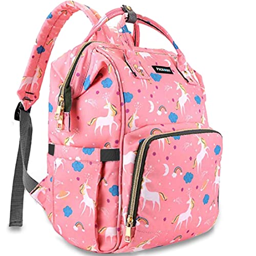 PACKNBUY Diaper Bag for Mothers for Travel, Baby Diaper Bags for Mom, Maternity Bag with Insulated Bottle Pockets, Water Resistant and Multiple Pockets to Store Newborn Baby Products (Pink) - Image 1