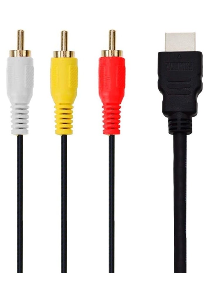 HDMI to RCA Cable, 5ft1.5m HDMI Male to 3-RCA Video Audio AV Component Converter Adapter Cable for HDTV