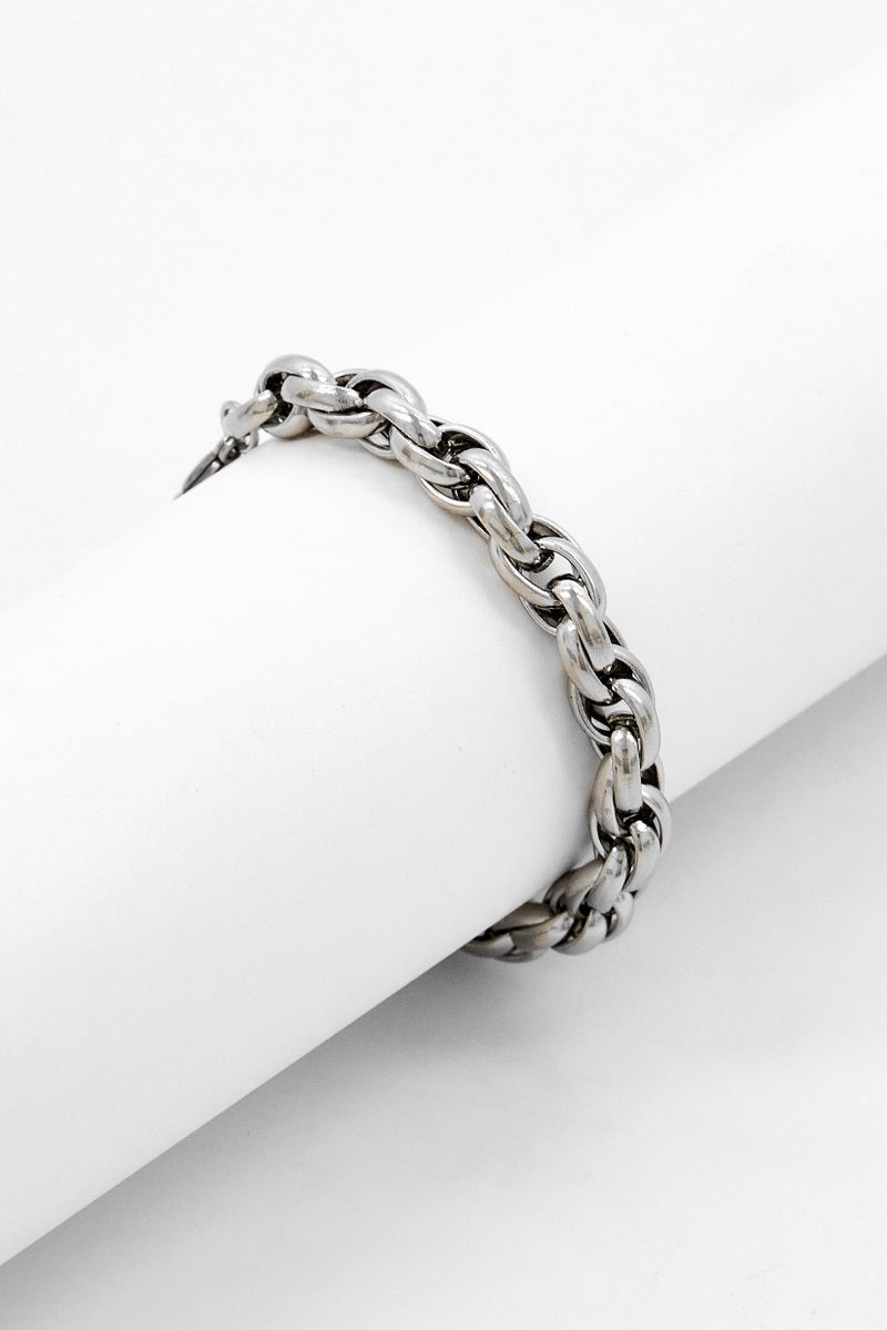 POLICE Men Stainless Steel Shinny Chain Bracelet, Silver - Image 1