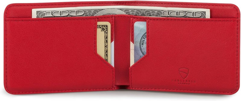 فاولتسكين فولتسكين مانهاتن محفظة جلدية ثنائية الطي نحيفة مانعة للـ RFID للرجال - حامل بطاقات أمامي بسيط، تسع 9 بطاقات ونقود، جلد إيطالي فاخر - Image 5