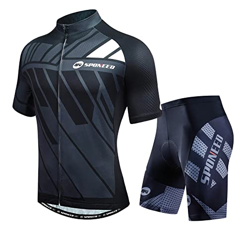 sponeed Road Cycle Jersey Men Padded Bike Shorts Suits Multi Gray X-Large - Image 1