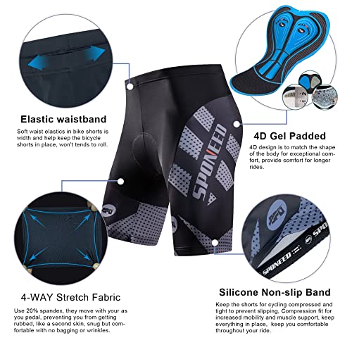 sponeed Road Cycle Jersey Men Padded Bike Shorts Suits Multi Gray X-Large - Image 3