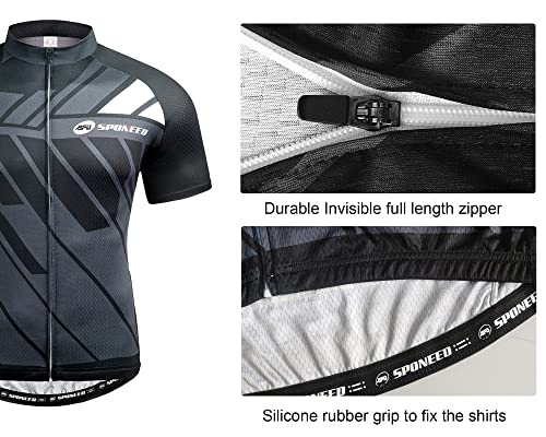 sponeed Road Cycle Jersey Men Padded Bike Shorts Suits Multi Gray X-Large - Image 5