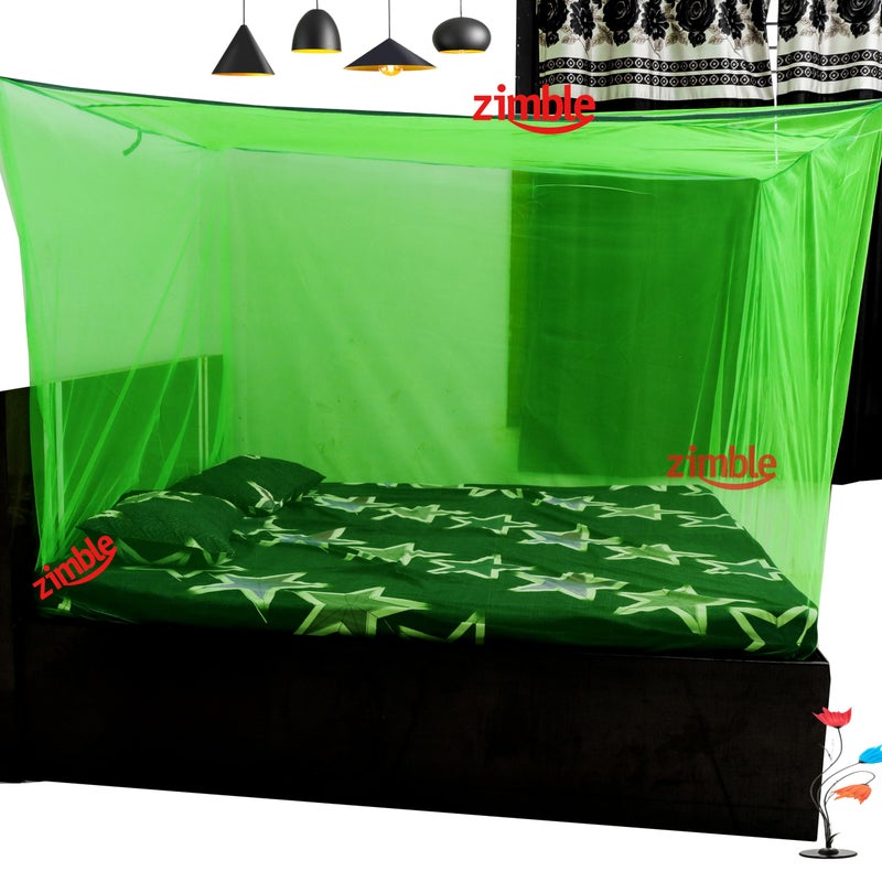 Zimble Mosquito Net 6.5x6.5 Green Colour Machardani Double Bed King Size Poly Cotton Mosquito Net for Baby Bedroom Family - Image 3