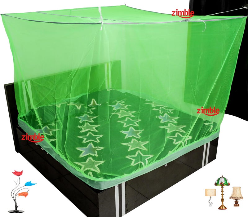 Zimble Mosquito Net 6.5x6.5 Green Colour Machardani Double Bed King Size Poly Cotton Mosquito Net for Baby Bedroom Family - Image 4