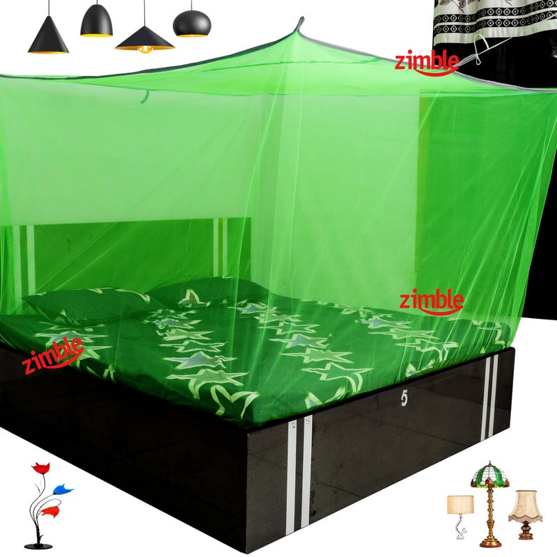 Zimble Mosquito Net 6.5x6.5 Green Colour Machardani Double Bed King Size Poly Cotton Mosquito Net for Baby Bedroom Family - Image 1