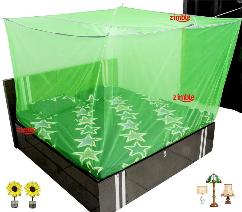 Zimble Mosquito Net 6.5x6.5 Green Colour Machardani Double Bed King Size Poly Cotton Mosquito Net for Baby Bedroom Family - Image 2