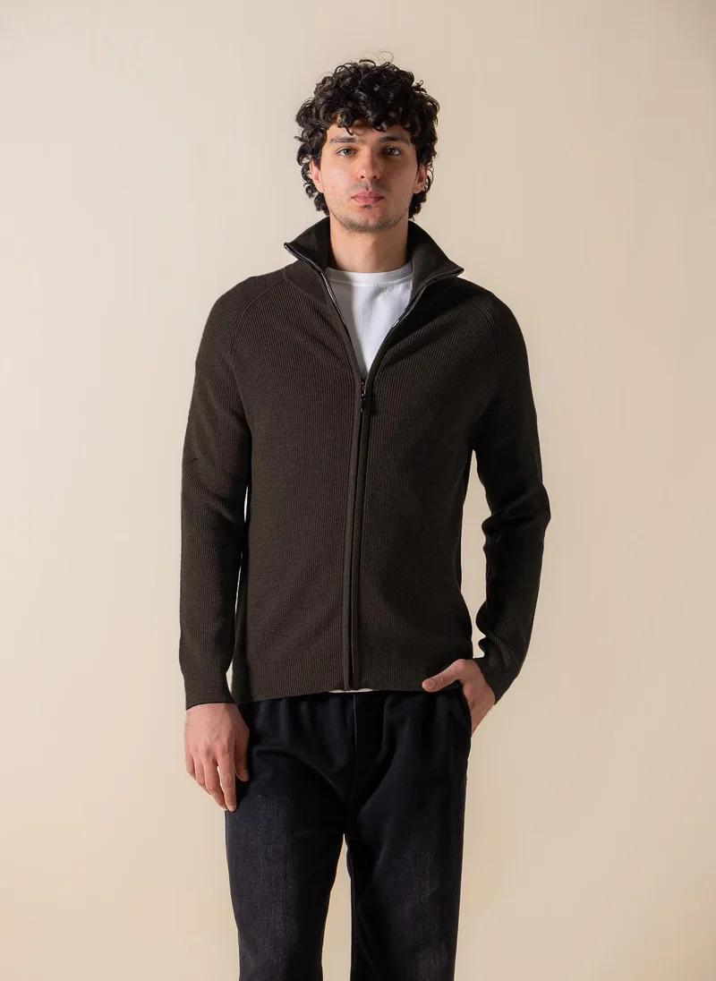 SHAPES KNITTED ZIP-UP CARDIGAN