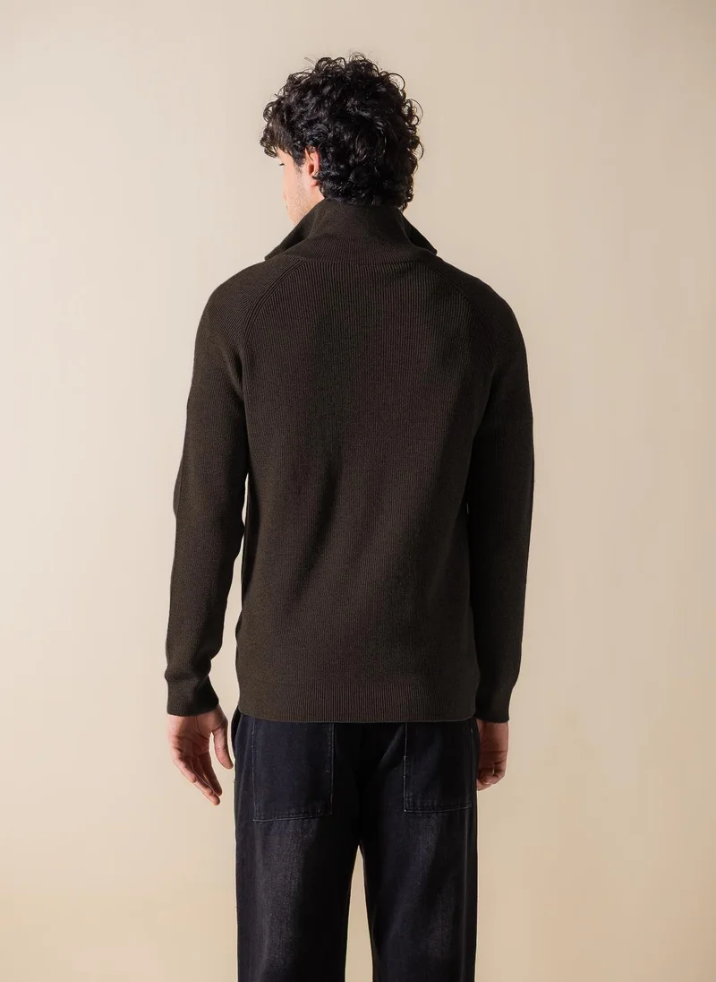 SHAPES KNITTED ZIP-UP CARDIGAN