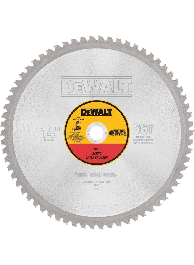 Dewalt 14-Inch Metal Cutting Blade, Ferrous Metal Cutting, 66-Tooth (Dwa7747) - Image 1