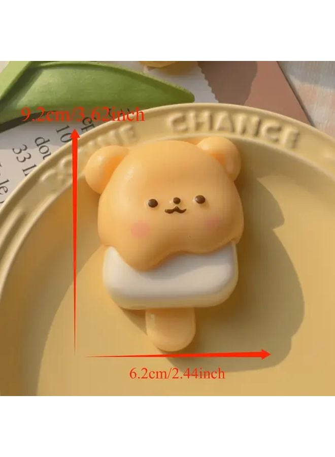 Kawaii Squishies Yellow Bear Head Popsicle TPR Material Stress Relief Fun For Youngsters - Image 3