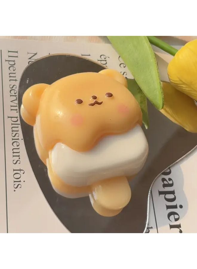 Kawaii Squishies Yellow Bear Head Popsicle TPR Material Stress Relief Fun For Youngsters - Image 4