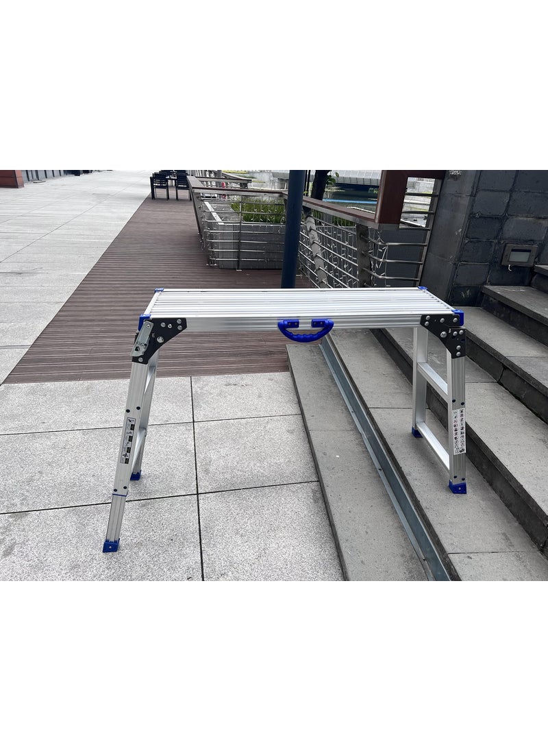 LEADALLWAY LEADALLWAY Work Platform 39x1250 Gear Adjustable Height 25 to 35 inches Portable Folding Aluminum Step Ladder of Capacity 330 Lbs Heavy Duty 