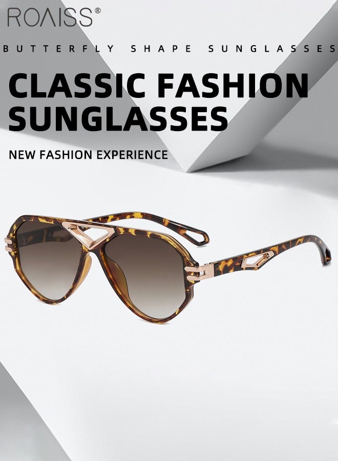 roaiss Vintage Aviator Sunglasses  for Women UV400 Protection Sun Glasses with Leopard Hollow Frame Fashion Anti-glare Sun Shades for Ladies with Glasses Case 55mm - Image 3