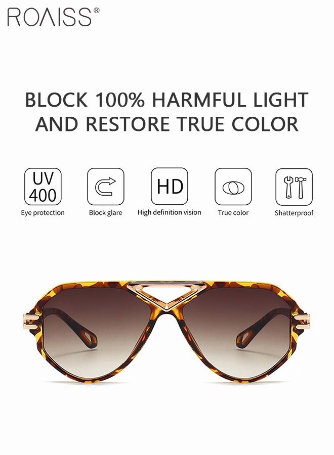 roaiss Vintage Aviator Sunglasses  for Women UV400 Protection Sun Glasses with Leopard Hollow Frame Fashion Anti-glare Sun Shades for Ladies with Glasses Case 55mm - Image 5