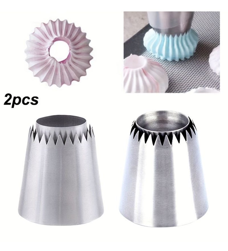 Romiya Decorating Nozzle 2 Pack Large Hollow Piping Tips for Baking Cake - Image 1