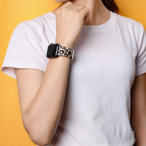 Laffav Compatible with Apple Watch Bands 42mm 41mm 40mm 38mm for Women Men, Soft Silicone Fadeless Pattern Print Wristbands for iWatch Series 11/10/9/8/7/6/5/4/3/2/1 SE/SE2/SE3, Classic Leopard - Image 3