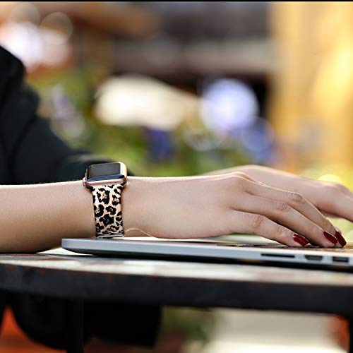 Laffav Compatible with Apple Watch Bands 42mm 41mm 40mm 38mm for Women Men, Soft Silicone Fadeless Pattern Print Wristbands for iWatch Series 11/10/9/8/7/6/5/4/3/2/1 SE/SE2/SE3, Classic Leopard - Image 4