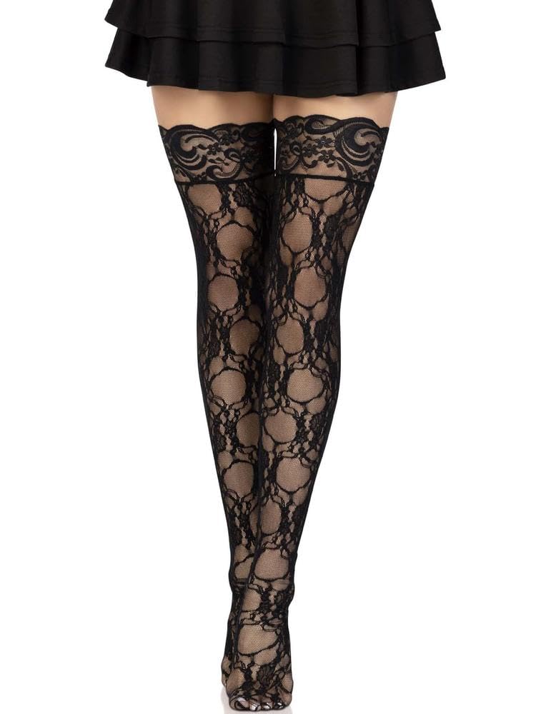 Leg Avenue Women's Hosiery Thigh Highs, Black Lace, One Size - Image 4