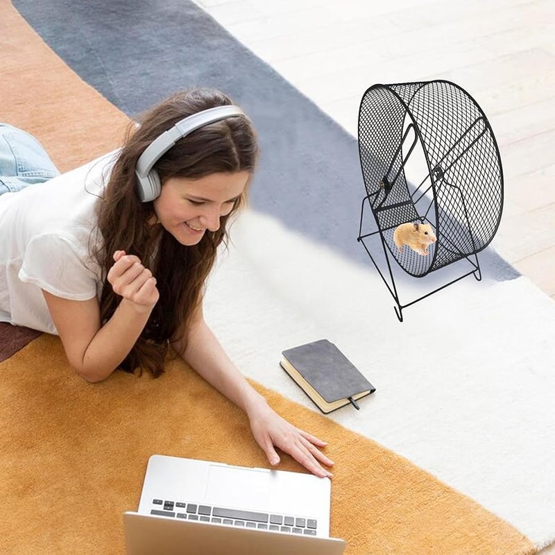 Large Black Silent Hamster Running Wheel Exercise Spinner With Stable Stand For Hamsters Mice Gerbils - Image 3