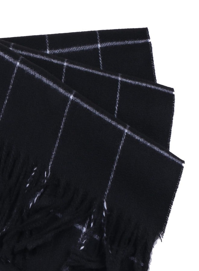 TZ Promise Men Women Tartan Plaid Check Stewart Scottish Soft Warm Winter Cashmere Feel Scarf (Black/White(27)) - Image 3