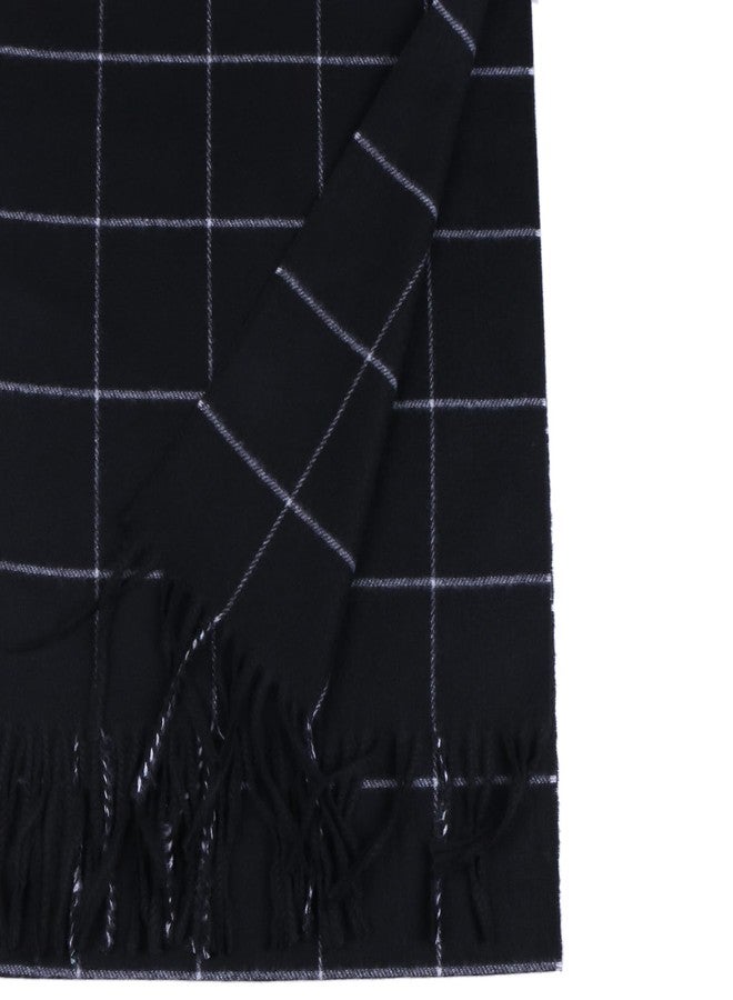 TZ Promise Men Women Tartan Plaid Check Stewart Scottish Soft Warm Winter Cashmere Feel Scarf (Black/White(27)) - Image 2