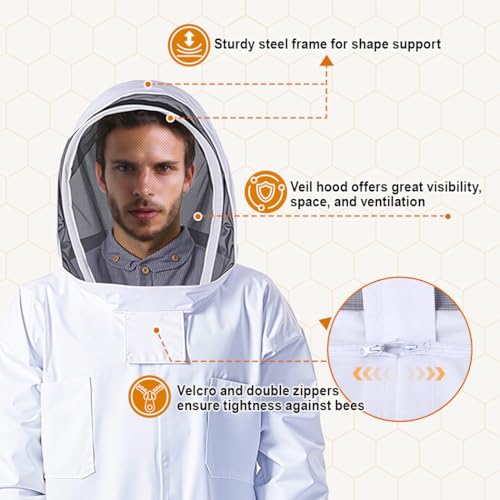 MayBee 10-Frame Beehive Starter Kit, Bee Hive Kit Dipped in 100% Beeswax, Bee Hives Boxes Starter Kit Includes Beekeeping Supplies Tool Kit and Bee Suit - Image 4