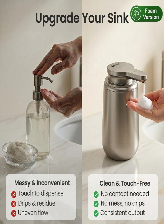 GentleJet NovaJet Automatic Foaming Soap Dispenser - Touchless Sensor, USB-C Rechargeable, 304 Stainless Steel, IPX5 Waterproof for Bathroom Kitchen Sink, 12 oz / 350 ml - Image 2
