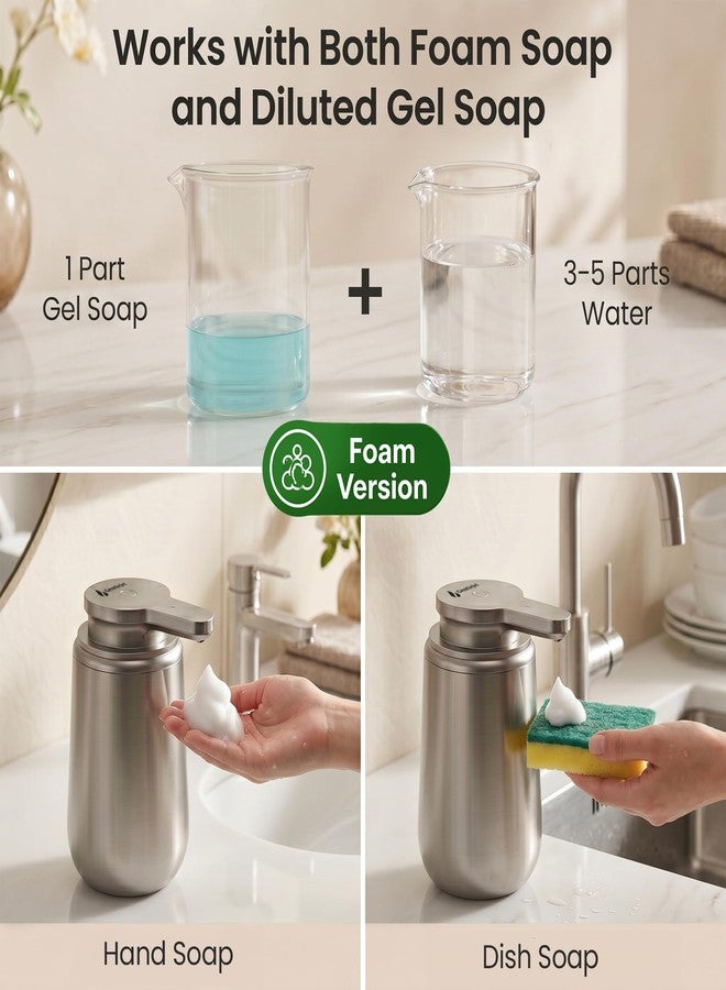GentleJet NovaJet Automatic Foaming Soap Dispenser - Touchless Sensor, USB-C Rechargeable, 304 Stainless Steel, IPX5 Waterproof for Bathroom Kitchen Sink, 12 oz / 350 ml - Image 5