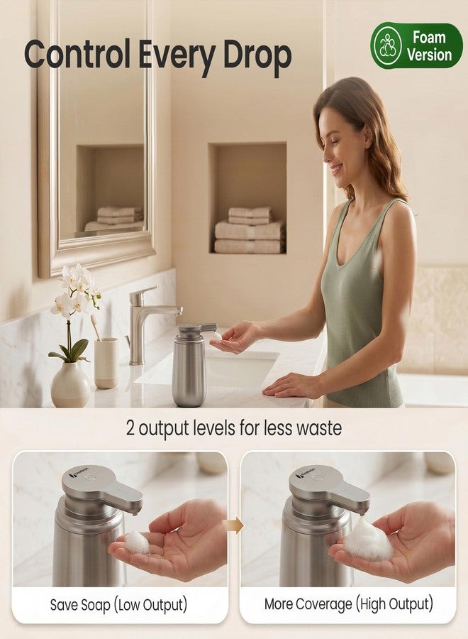 GentleJet NovaJet Automatic Foaming Soap Dispenser - Touchless Sensor, USB-C Rechargeable, 304 Stainless Steel, IPX5 Waterproof for Bathroom Kitchen Sink, 12 oz / 350 ml - Image 4