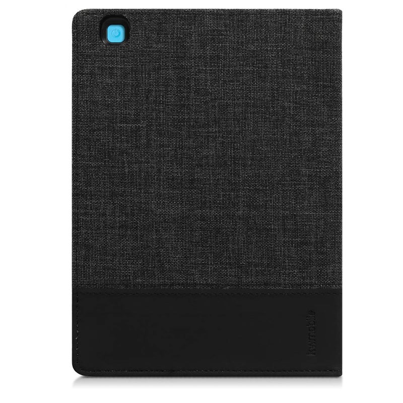 kwmobile Case Compatible with Kobo Aura ONE - PU Leather and Canvas e-Reader Cover - Anthracite/Black - Image 3