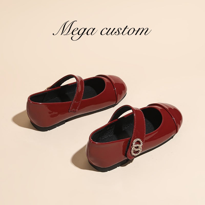 Girls' Leather Shoes Classic Round-Toe Flat Mary Jane Shoes Red Dress Princess Shoes - Image 5