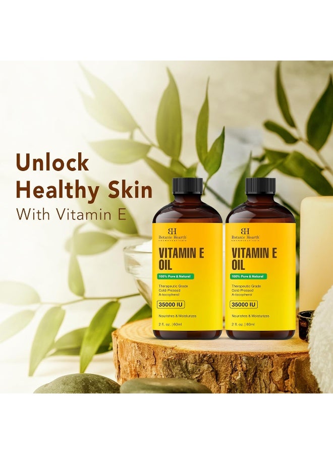 Botanic Hearth Vitamin E Oil Pack of 2 | 2 Fl Oz Each | 35,000 IU | 100% Pure & Natural | Promotes Nail, Hair, Eyebrow & Eyelash Growth | Includes Eyebrow & Eyelash Brush | For Women & Men - Image 3
