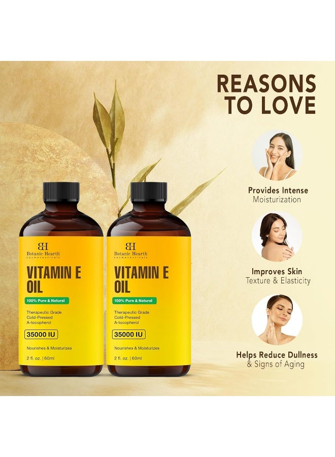 Botanic Hearth Vitamin E Oil Pack of 2 | 2 Fl Oz Each | 35,000 IU | 100% Pure & Natural | Promotes Nail, Hair, Eyebrow & Eyelash Growth | Includes Eyebrow & Eyelash Brush | For Women & Men - Image 4