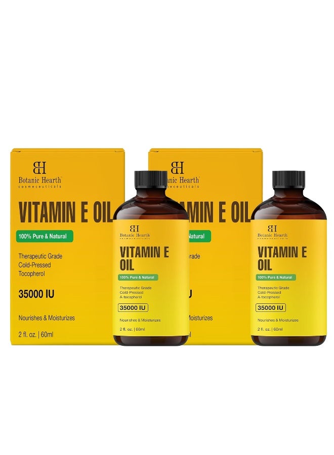 Botanic Hearth Vitamin E Oil Pack of 2 | 2 Fl Oz Each | 35,000 IU | 100% Pure & Natural | Promotes Nail, Hair, Eyebrow & Eyelash Growth | Includes Eyebrow & Eyelash Brush | For Women & Men - Image 2