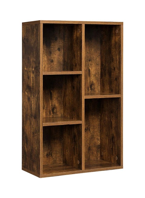 Bookcase Wooden Kids Bookshelf With 5 Compartments  Floor Standing Storage Unit For Files  50X24X80 Cm Brown