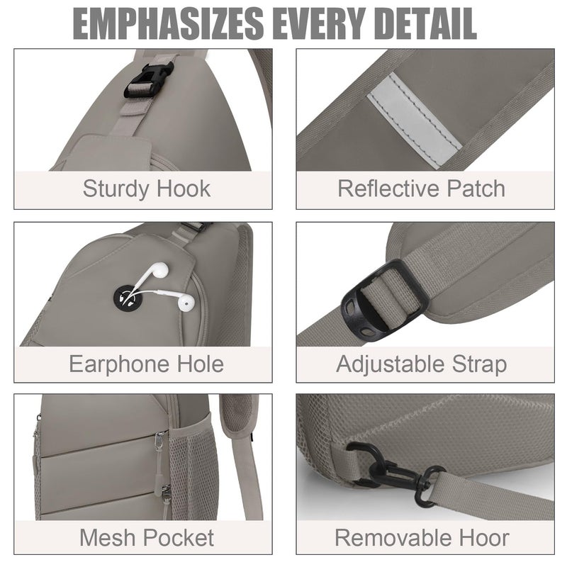 Pritent Crossbody Bags for Women Men Trendy Sling Bag Bakpack Casual Chest Bag with Convertible Shoulder Strap Travel Cross Body Bag for Hiking Traveling Outdoorsï¼ˆMedium,Khaki - Image 5