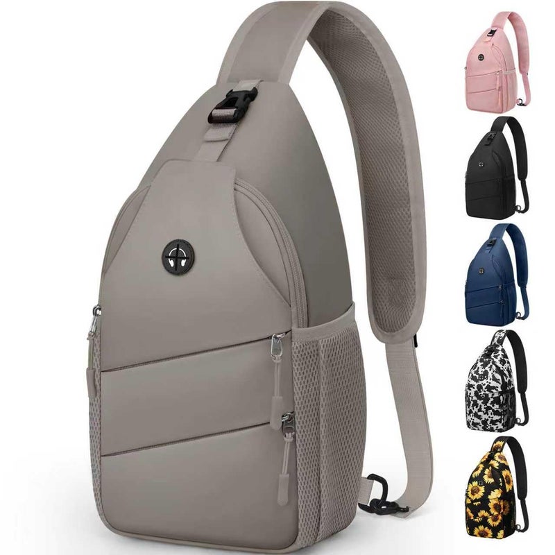 Pritent Crossbody Bags for Women Men Trendy Sling Bag Bakpack Casual Chest Bag with Convertible Shoulder Strap Travel Cross Body Bag for Hiking Traveling Outdoorsï¼ˆMedium,Khaki - Image 1