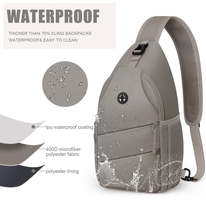 Pritent Crossbody Bags for Women Men Trendy Sling Bag Bakpack Casual Chest Bag with Convertible Shoulder Strap Travel Cross Body Bag for Hiking Traveling Outdoorsï¼ˆMedium,Khaki - Image 4