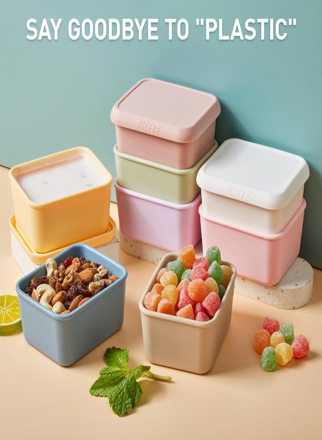ISSEVE 8oz Silicone Snack Container for Kids, 1 Cup Reusable Small Container With Lids, Leak Proof Food Storage, Kids Lunch Box for Daycare, School, Travel (8) - Image 3