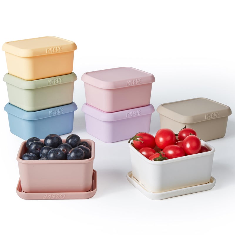 ISSEVE 8oz Silicone Snack Container for Kids, 1 Cup Reusable Small Container With Lids, Leak Proof Food Storage, Kids Lunch Box for Daycare, School, Travel (8) - Image 1