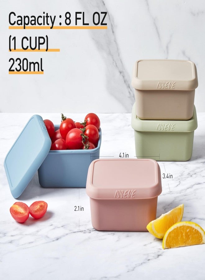 ISSEVE 8oz Silicone Snack Container for Kids, 1 Cup Reusable Small Container With Lids, Leak Proof Food Storage, Kids Lunch Box for Daycare, School, Travel (8) - Image 4